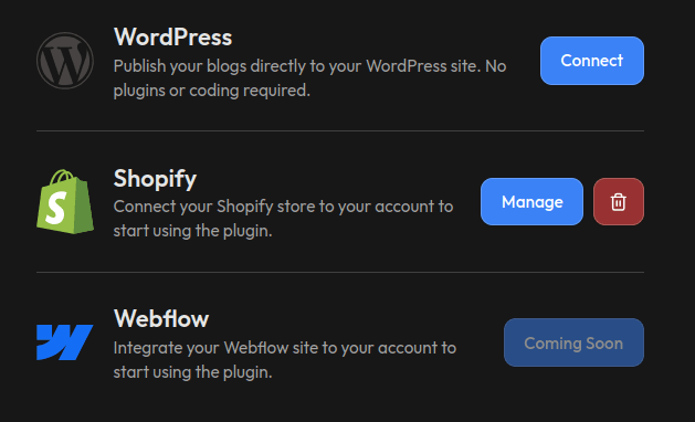 Connect Shopify, Wordpress