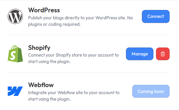Connect Shopify, Wordpress