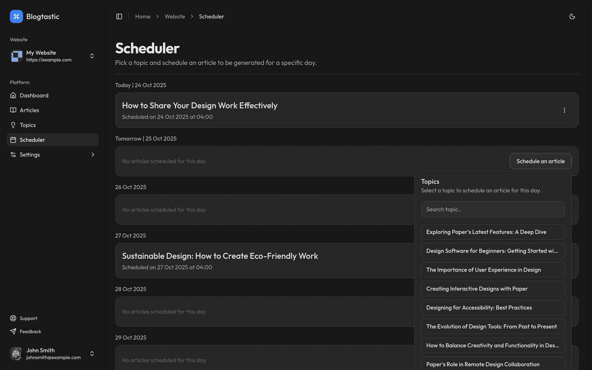 Publish the articles automatically.