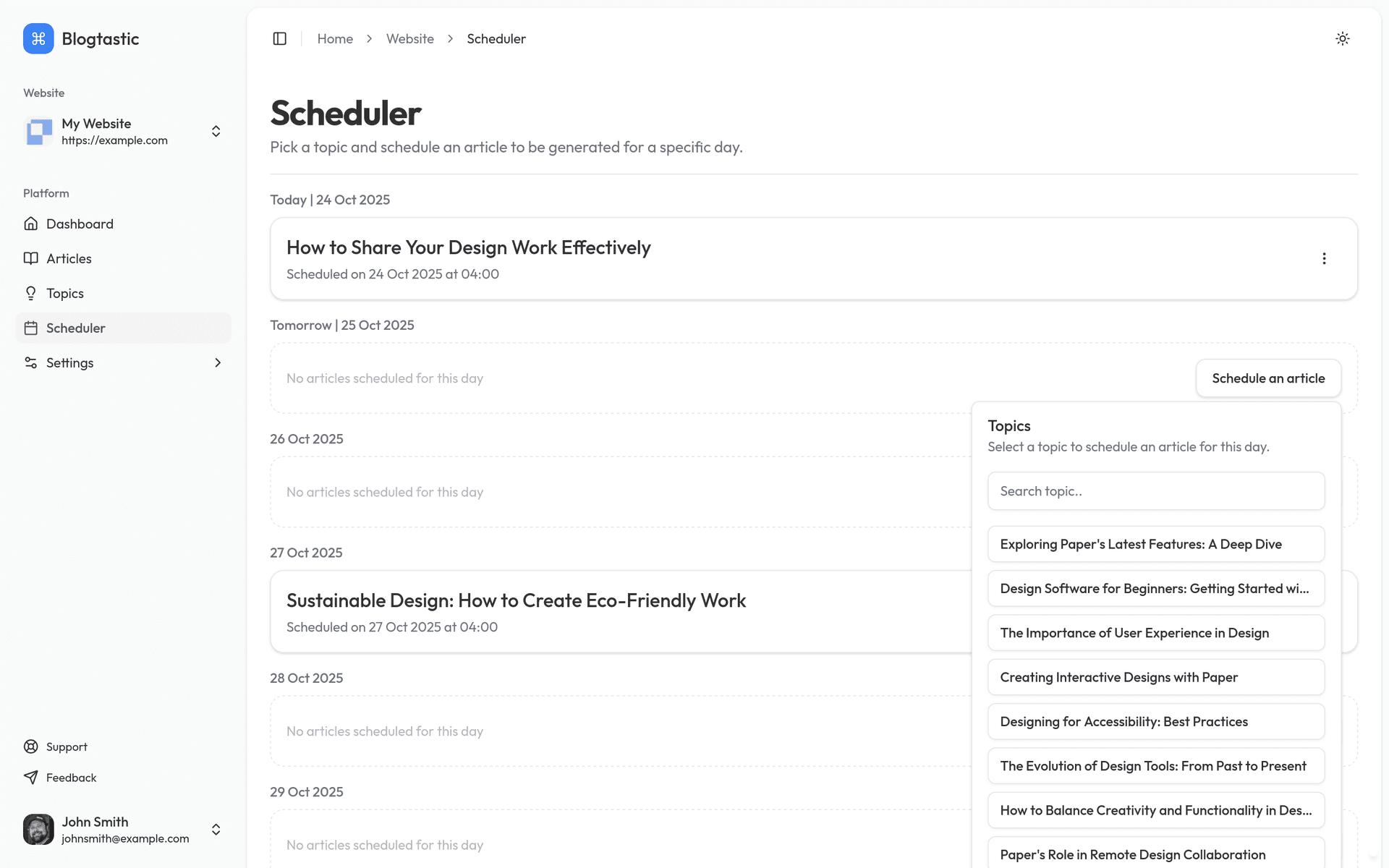 Publish the articles automatically.
